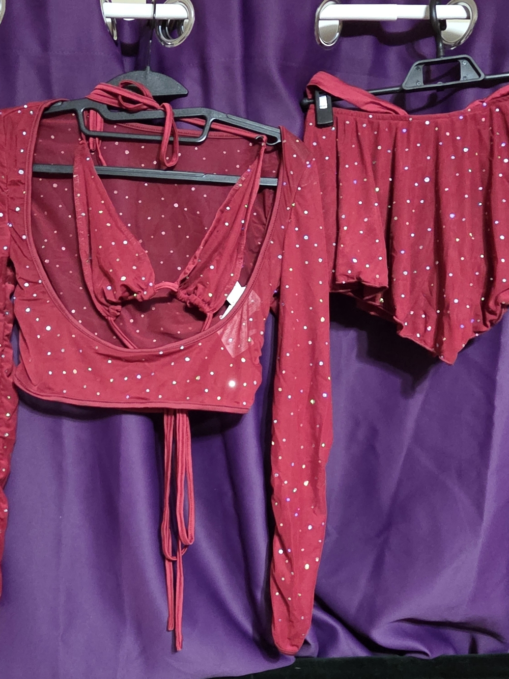 Women's Ravewear / Festival Wear - Red Rhinestone Set